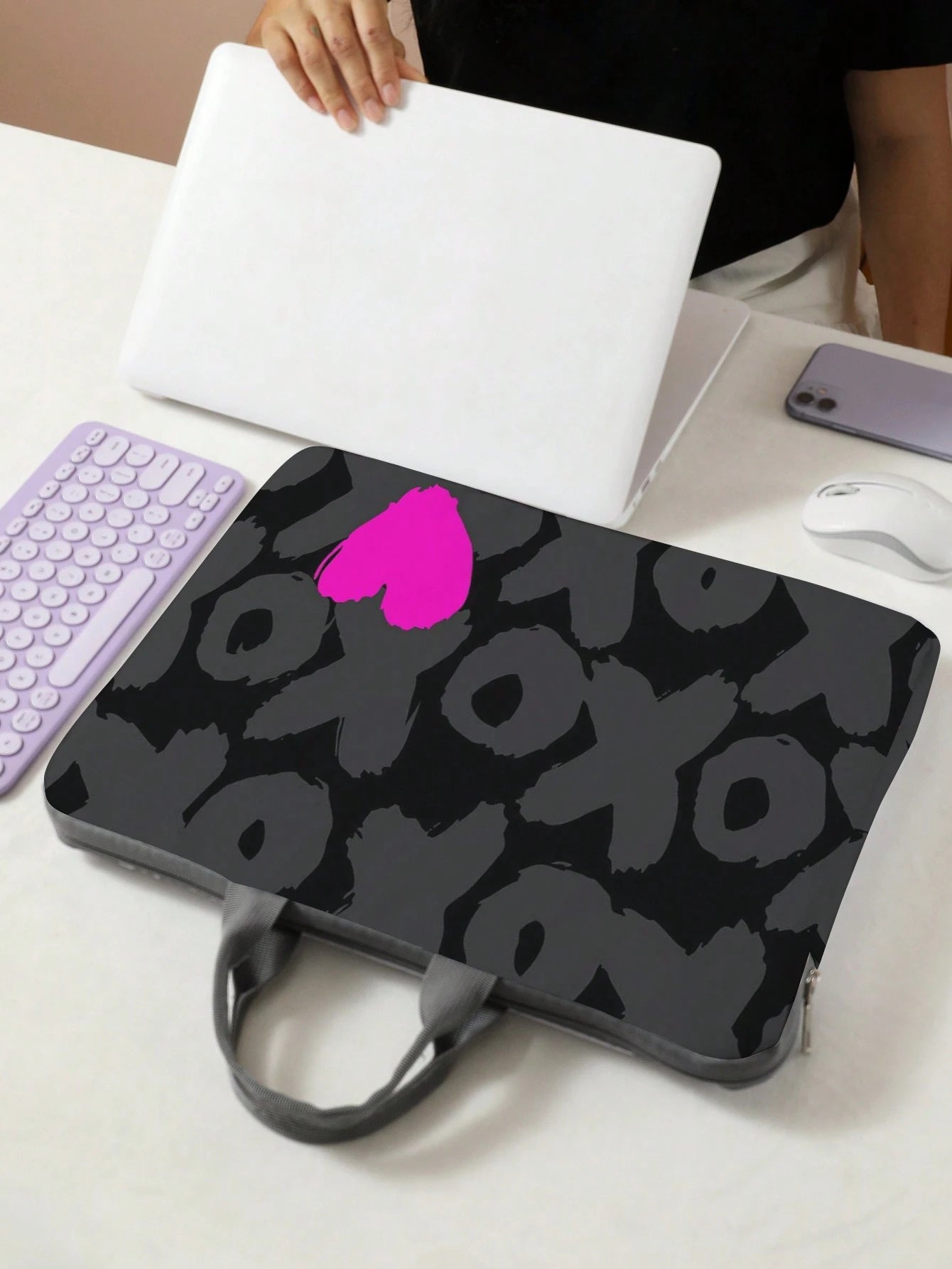 Full Print Heart Pattern Laptop Bag Classroom Laptop Bags Classroom Bags Teacher Storage Bags Classroom Organizer Bags Back To School For School For Tablet Back To School Supplies Laptop Cover Laptop
