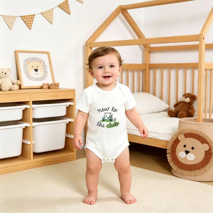 Funny Golf Print 100% Cotton Baby Boy Bodysuit Newborn Romper