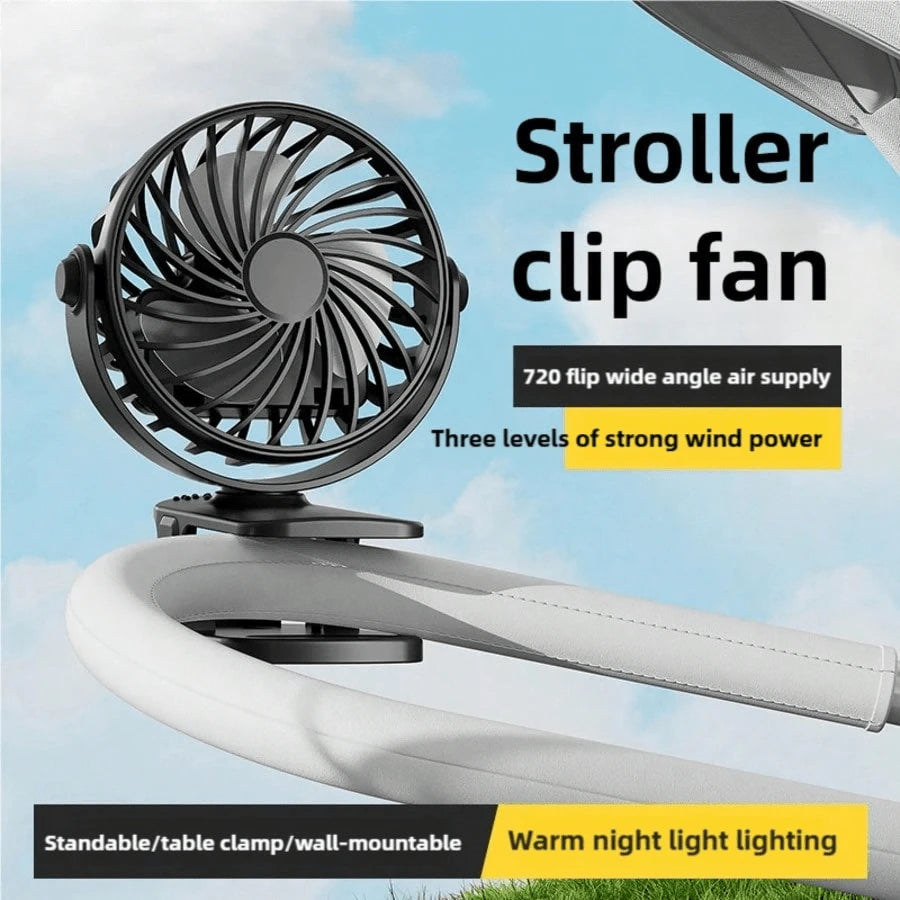 Gaiatop Portable Clip-On Fan, Small Powerful 3-Speed Quiet 360° Rotating, 500mAh 3.7V, USB Rechargeable, Mini Personal Desktop Home Office Camping Cooling Fan, Women's Gift, Pink/Black/Blue/White