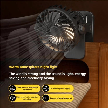 Gaiatop Portable Clip-On Fan, Small Powerful 3-Speed Quiet 360° Rotating, 500mAh 3.7V, USB Rechargeable, Mini Personal Desktop Home Office Camping Cooling Fan, Women's Gift, Pink/Black/Blue/White