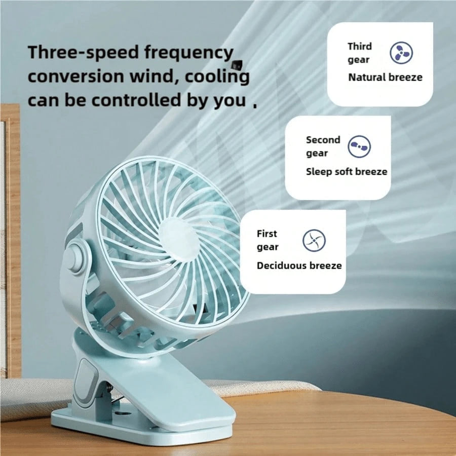 Gaiatop Portable Clip-On Fan, Small Powerful 3-Speed Quiet 360° Rotating, 500mAh 3.7V, USB Rechargeable, Mini Personal Desktop Home Office Camping Cooling Fan, Women's Gift, Pink/Black/Blue/White