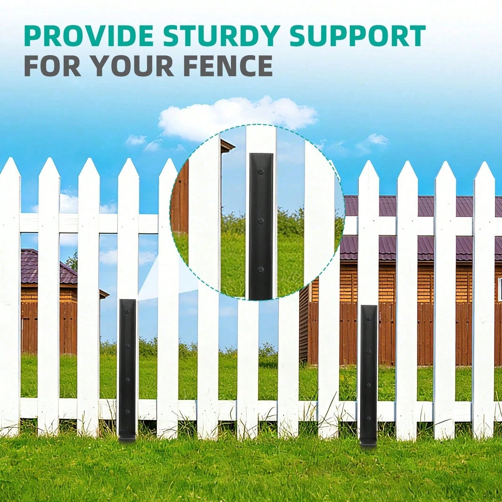 GCCSJ Fence Post Repair Kit 2/4/8 Pack – Heavy Duty 33.5 Inch Steel Anchor Ground Stakes, One-Piece Spike For Leaning Or Broken Wooden Fence Repair, Rust Resistant Fence Post Support For Quick Fix (Bl