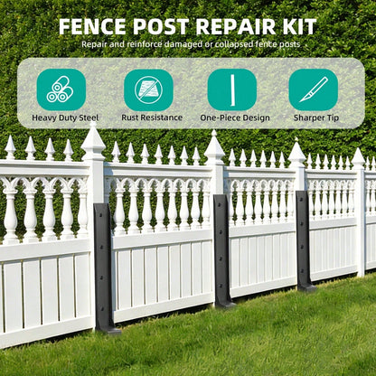 GCCSJ Fence Post Repair Kit 2/4/8 Pack – Heavy Duty 33.5 Inch Steel Anchor Ground Stakes, One-Piece Spike For Leaning Or Broken Wooden Fence Repair, Rust Resistant Fence Post Support For Quick Fix (Bl