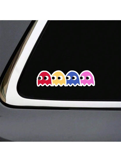 Ghosts Vinyl Sticker- Retro Arcade Game Decal For Cars, Laptops, Water Bottles, And More- Perfect For Gamers, 80s Nostalgia, Geek Chic, Weatherproof, Colorful Ghosts Design, Ideal For Retro Gaming E