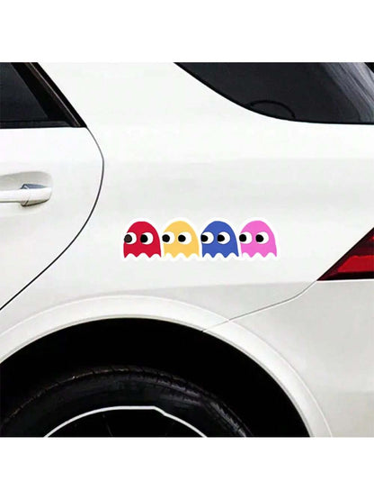 Ghosts Vinyl Sticker- Retro Arcade Game Decal For Cars, Laptops, Water Bottles, And More- Perfect For Gamers, 80s Nostalgia, Geek Chic, Weatherproof, Colorful Ghosts Design, Ideal For Retro Gaming E