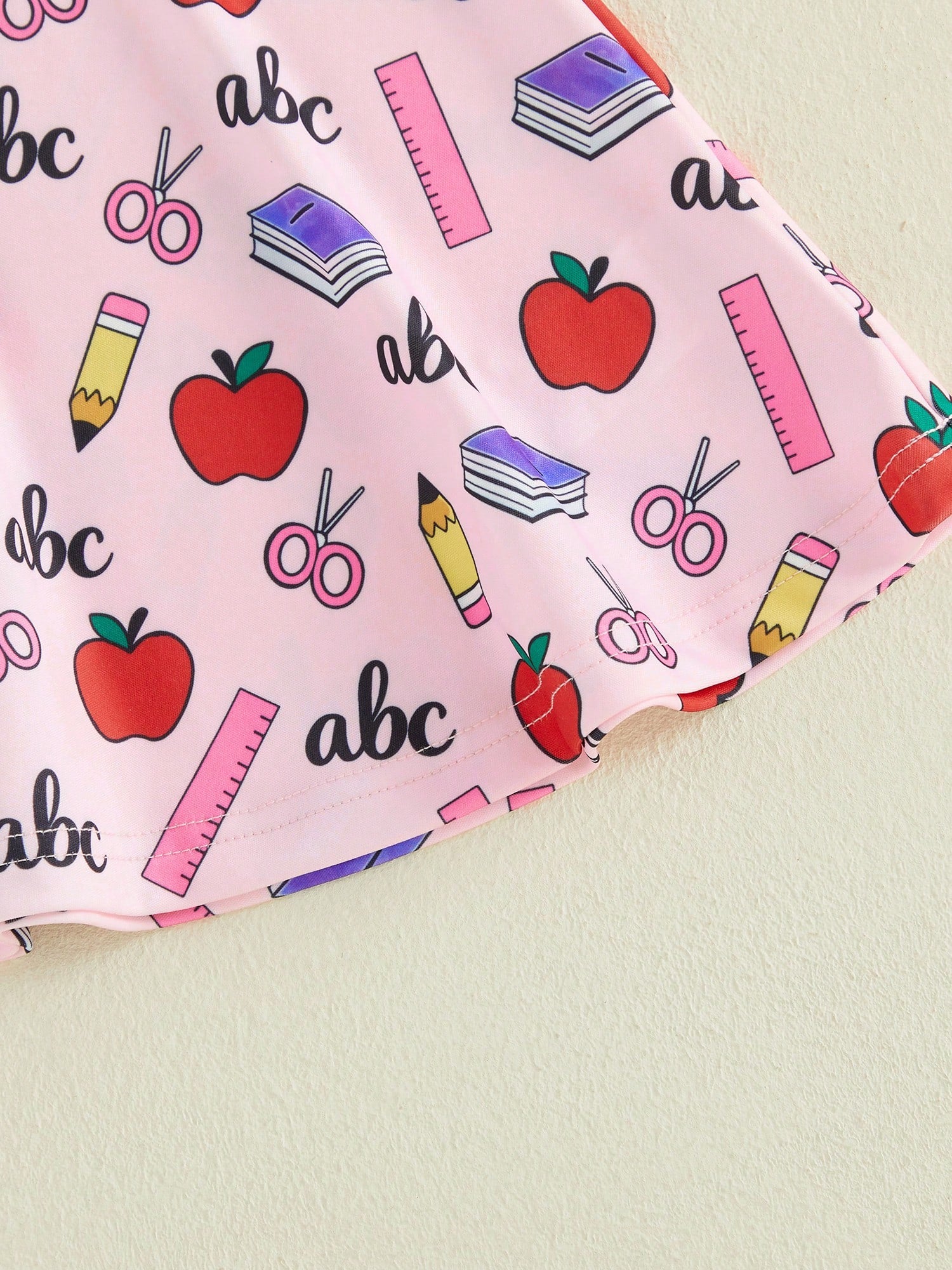 Girls Back To School Dress Sleeveless Lapel Collar Pencil Apple Book Print Half Zipper A Line Tank Dress