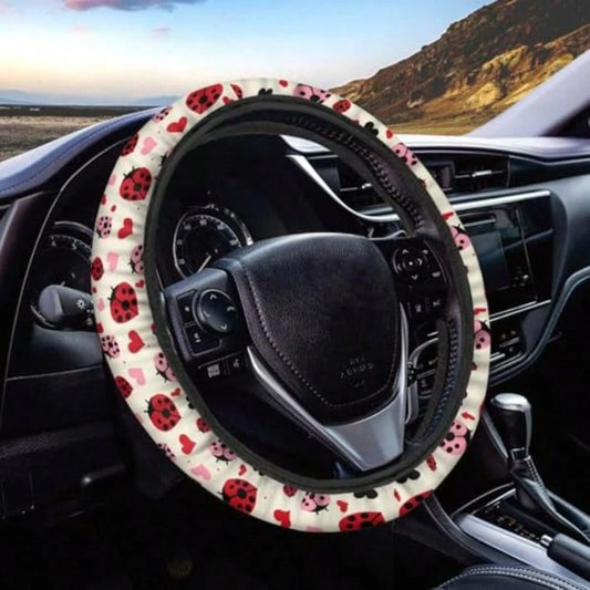 GLadybug Steering Wheel Cover Green Soft Elastic Car Steering Wheel Cover Universal Vehicle Interior Accories For Women Girly1
