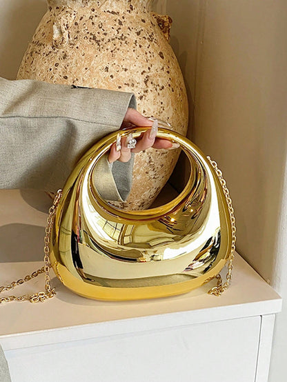 Glamine Acrylic Crescent Moon Shaped Handbag, Fashionable Multi-Function Chain Shoulder Crossbody Bag, Phone Pouch, Earphone Case, Lipstick Holder, Ideal For Valentine's Day, Birthday, Anniversary Gif