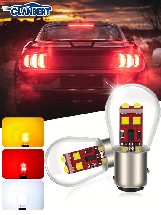 GLANBERT 2pcs Car Turn Signal Lamp/Brake Light/Tail Light/Headlight/Reverse Light/Brake Light Bulbs, 1156 1157 BA15S BAU15S BA15D BAY15D