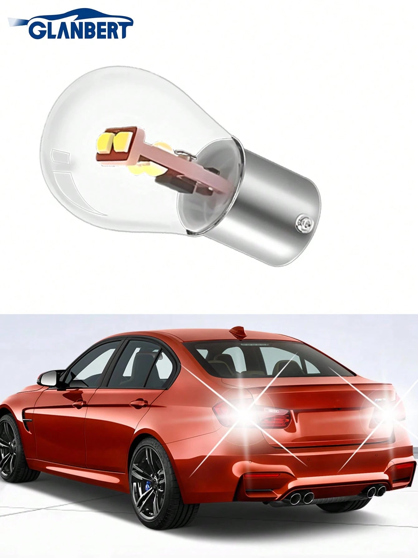 GLANBERT 2pcs Car Turn Signal Lamp/Brake Light/Tail Light/Headlight/Reverse Light/Brake Light Bulbs, 1156 1157 BA15S BAU15S BA15D BAY15D
