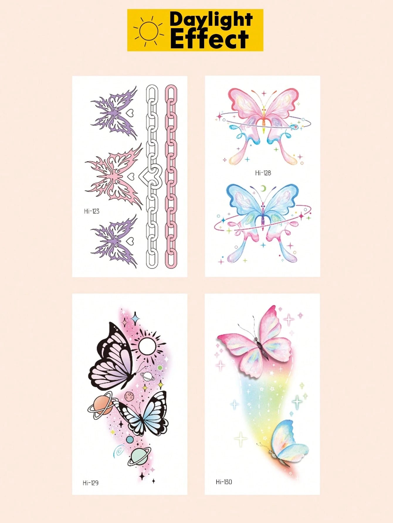 Glow Butterfly Tattoo Sticker, Luminous Butterfly Temporary Tattoo With Galaxy Planet Design, Glow In The Dark Fake Tattoo Decal, Waterproof Long Lasting Body Art For Women Girls, Fantasy Fairy Style