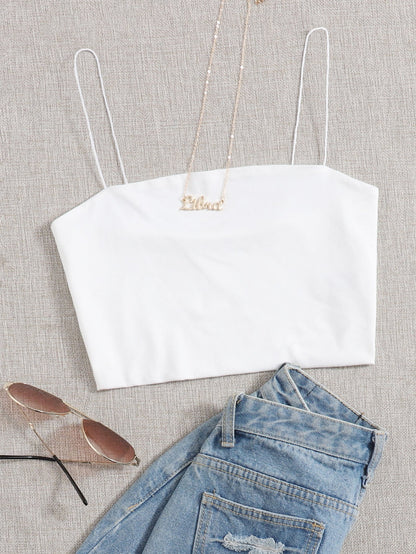 GlowEve Solid Slim Cami Crop Top