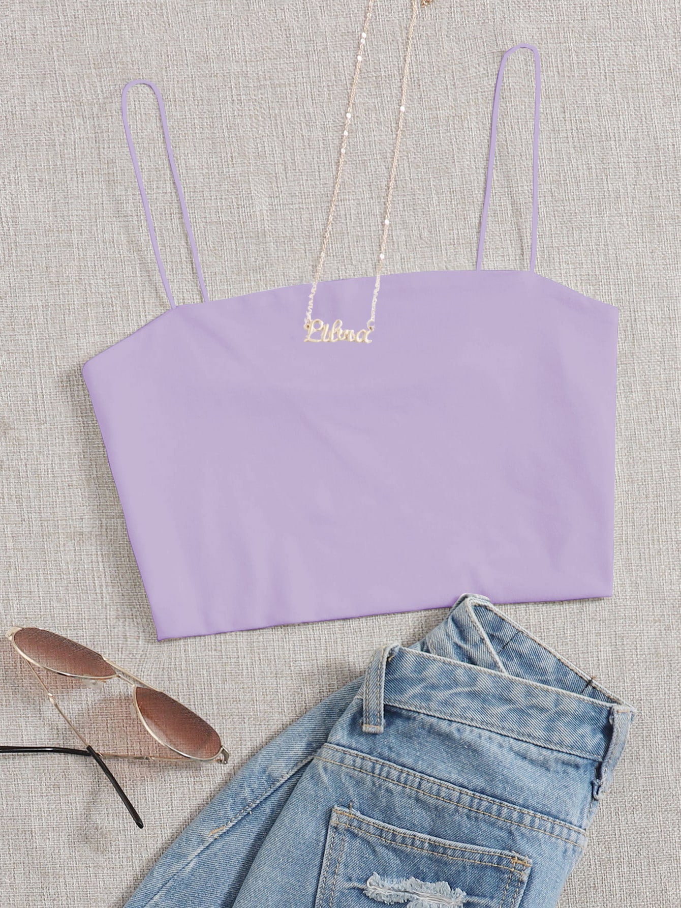 GlowEve Solid Slim Cami Crop Top
