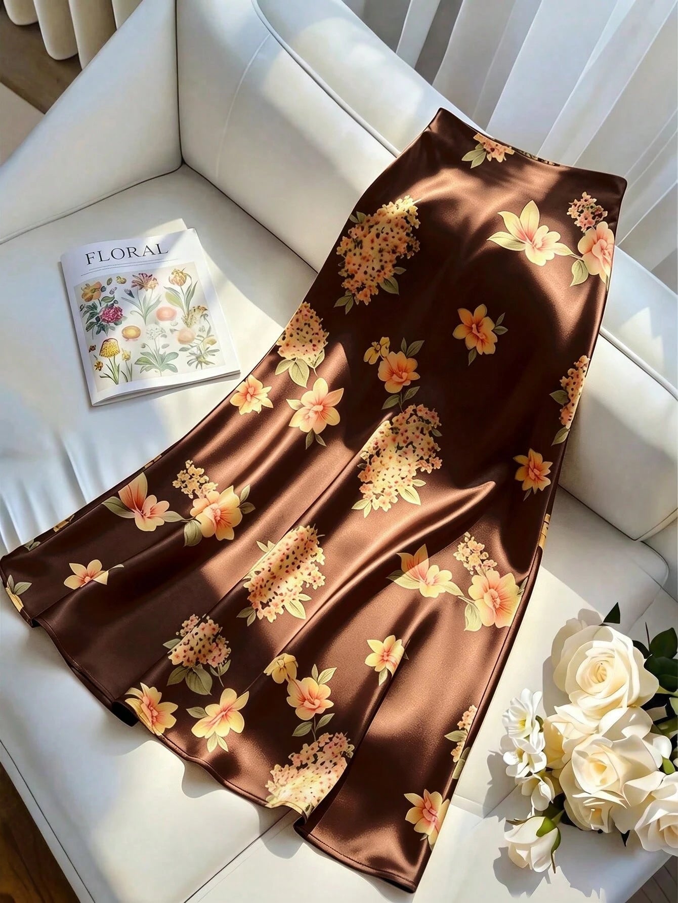 GlowEve Women's Elegant Commute Floral Print Skirt