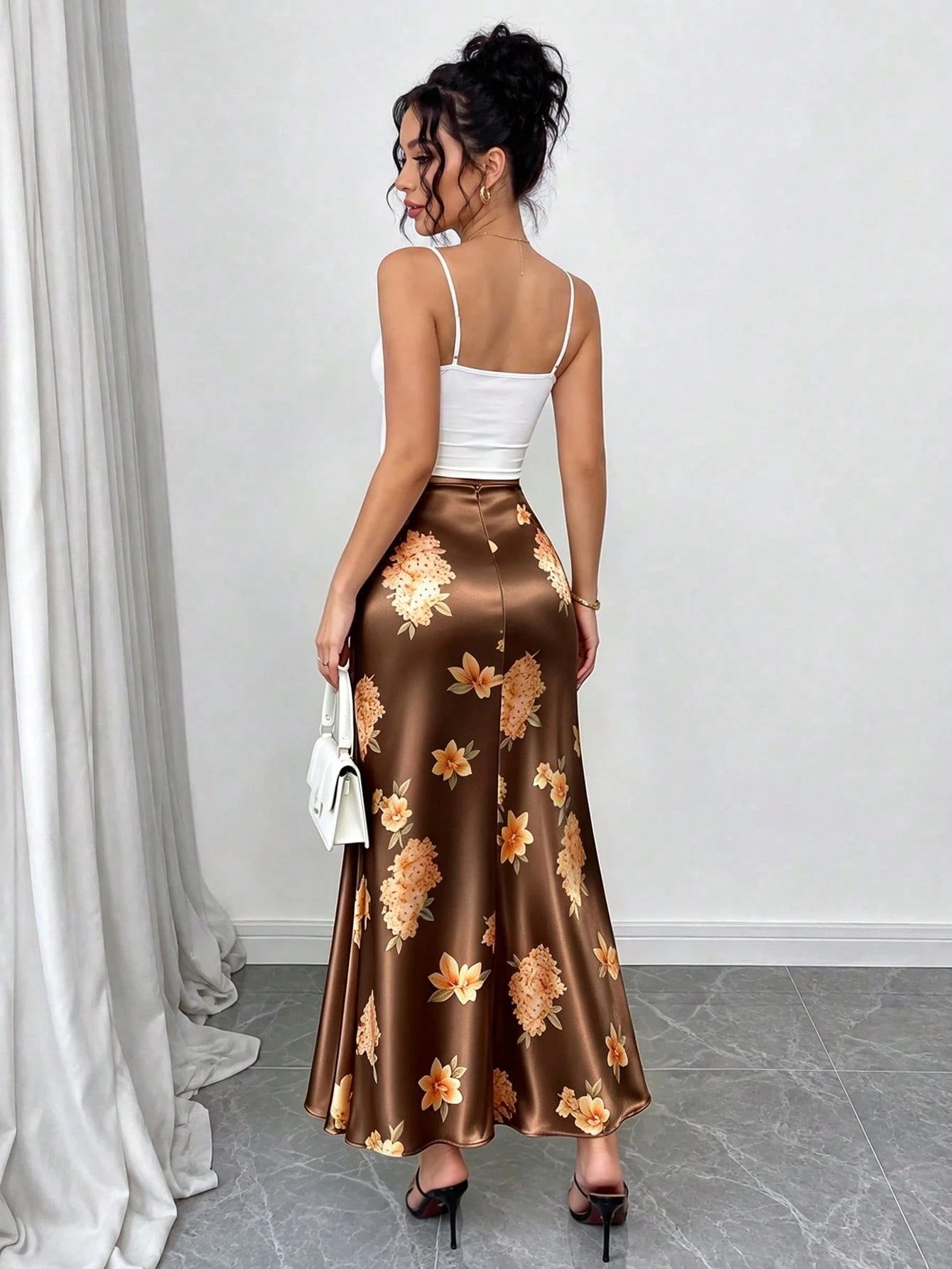 GlowEve Women's Elegant Commute Floral Print Skirt
