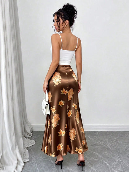 GlowEve Women's Elegant Commute Floral Print Skirt