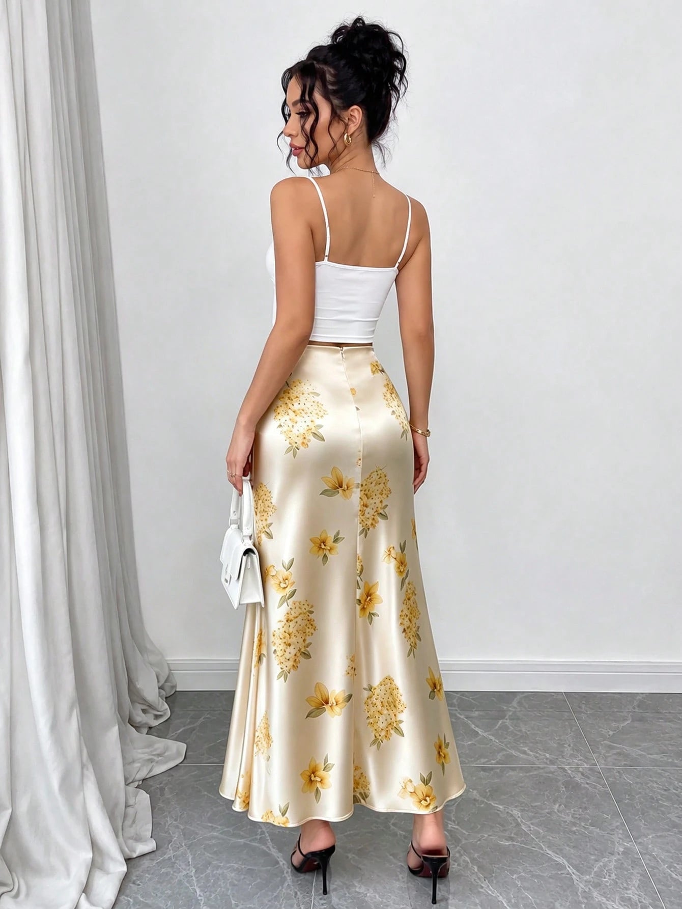 GlowEve Women's Elegant Commute Floral Print Skirt