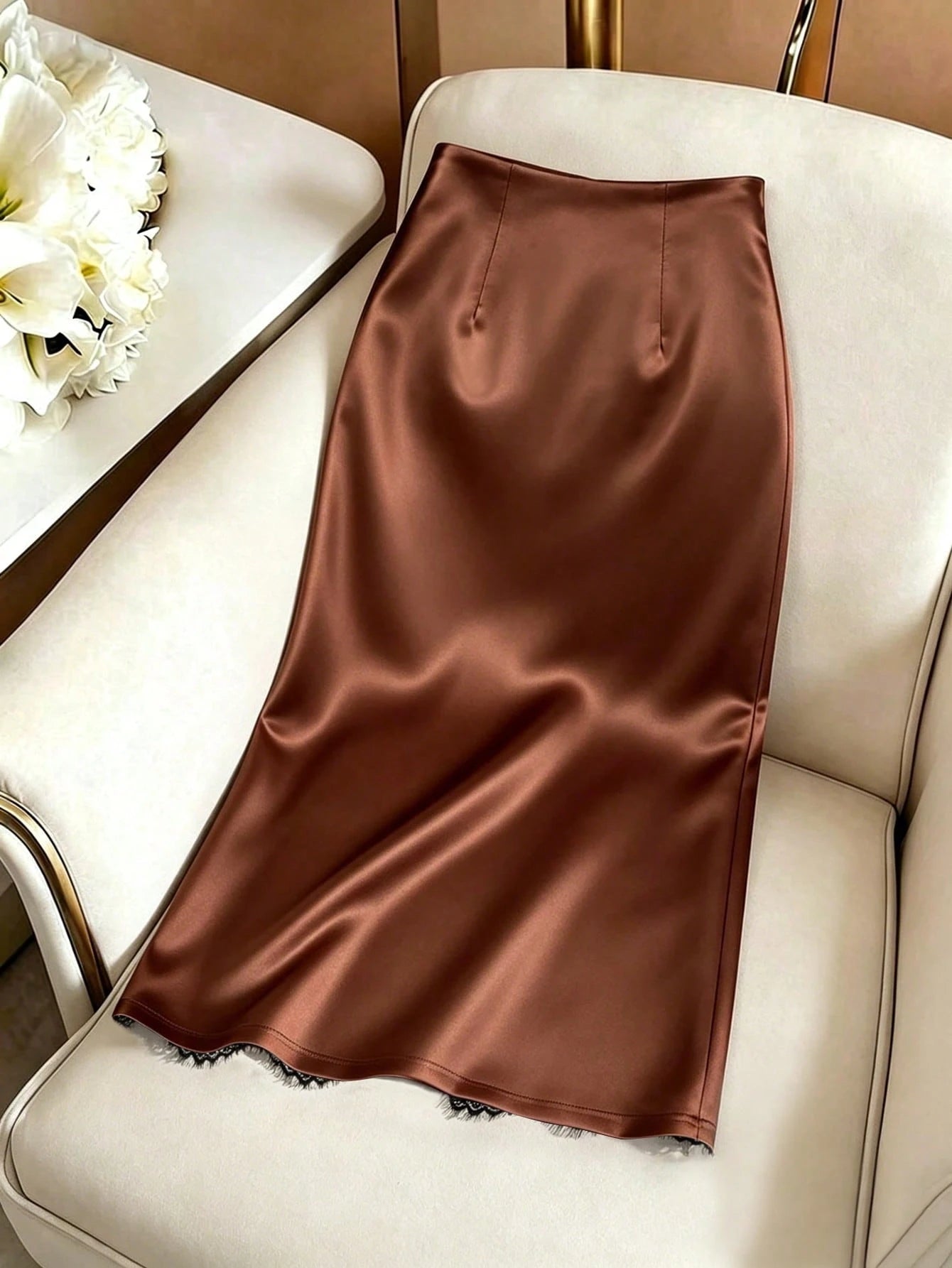 GlowEve Women's Lace Patchwork Pleated Casual Versatile Daily Outing Skirt