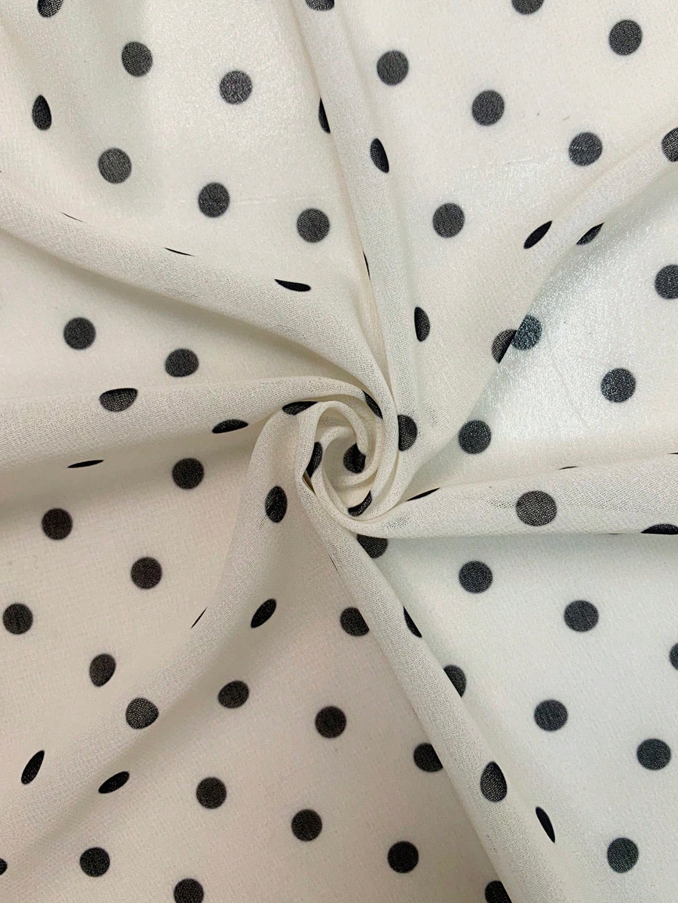 GlowEve Women's Polka Dot Print Tie Collar Ruffle Hem Sleeveless Blouse