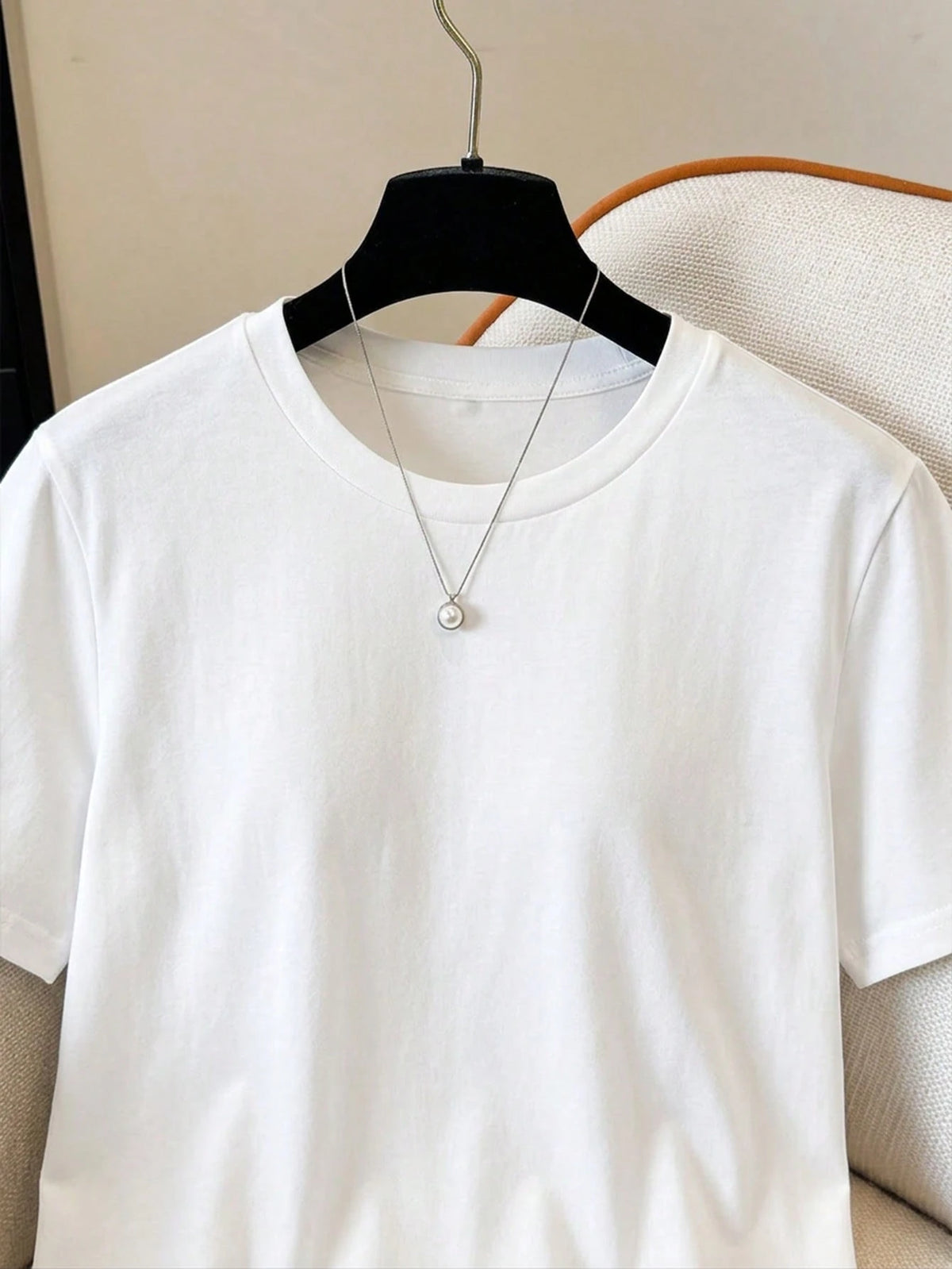 GlowEve Women's Round Neck Lace Patchwork Casual Versatile Daily Wear T-Shirt