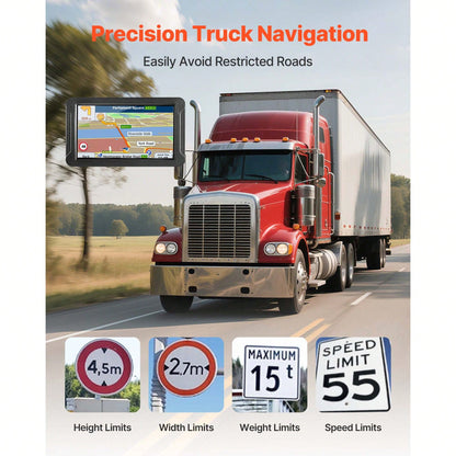 GPS Navigator For Car, 7 Inch Touch Screen 16GB GPS Navigation System With Built-In Dash Cam, Voice Turn-By-Turn Guidance, Speed And Red Light Warning, Custom Truck Routing, For Car Truck RV
