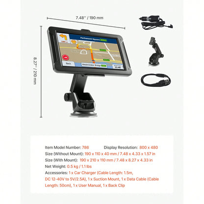 GPS Navigator For Car, 7 Inch Touch Screen 16GB GPS Navigation System With Built-In Dash Cam, Voice Turn-By-Turn Guidance, Speed And Red Light Warning, Custom Truck Routing, For Car Truck RV