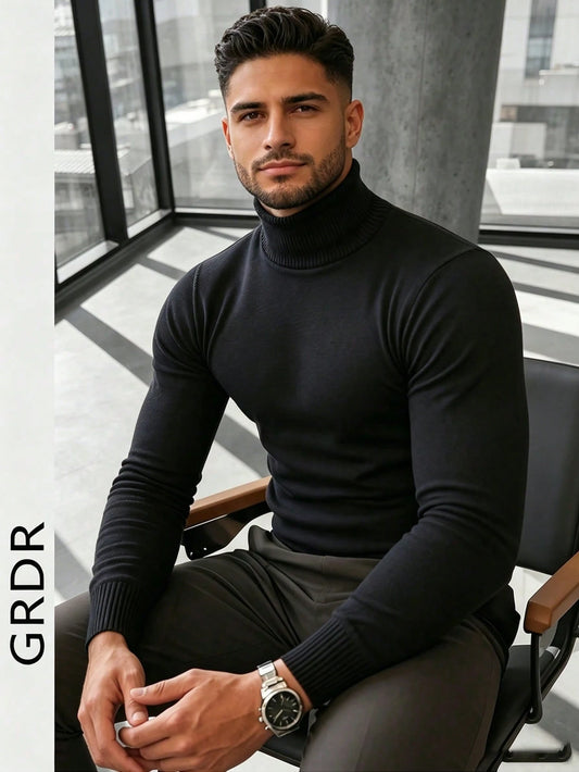 GRDR Men's Crew Neck Long Sleeve Sweater, Versatile Everyday Wear Knitted Pullover