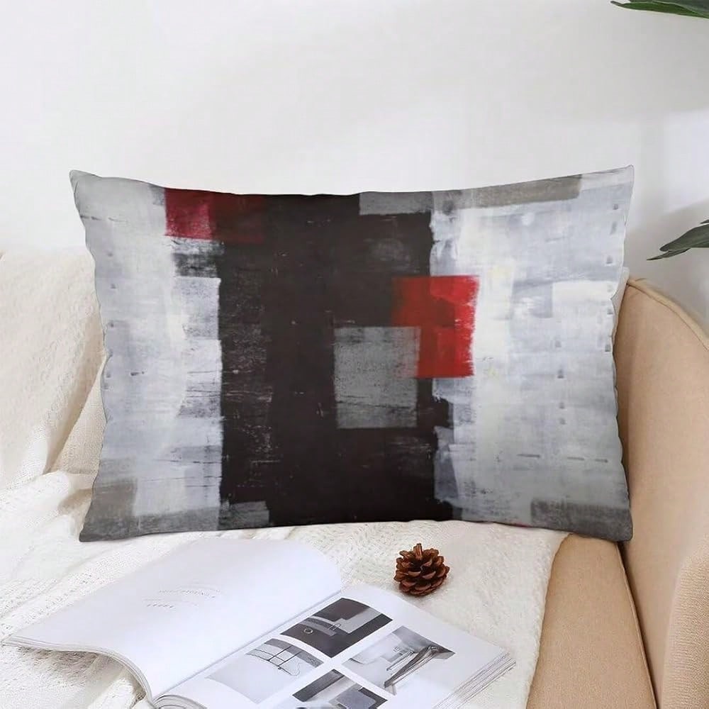Grey Blue Abstract Art Painting Throw Pillow Cover FQueen Size White Blue Gray Lumbar Pillow Case Modern Soft Pillowcase Standard Pillow Cases With Zipper Decorative Cushion Covers For Bed,Sofa,20\X30