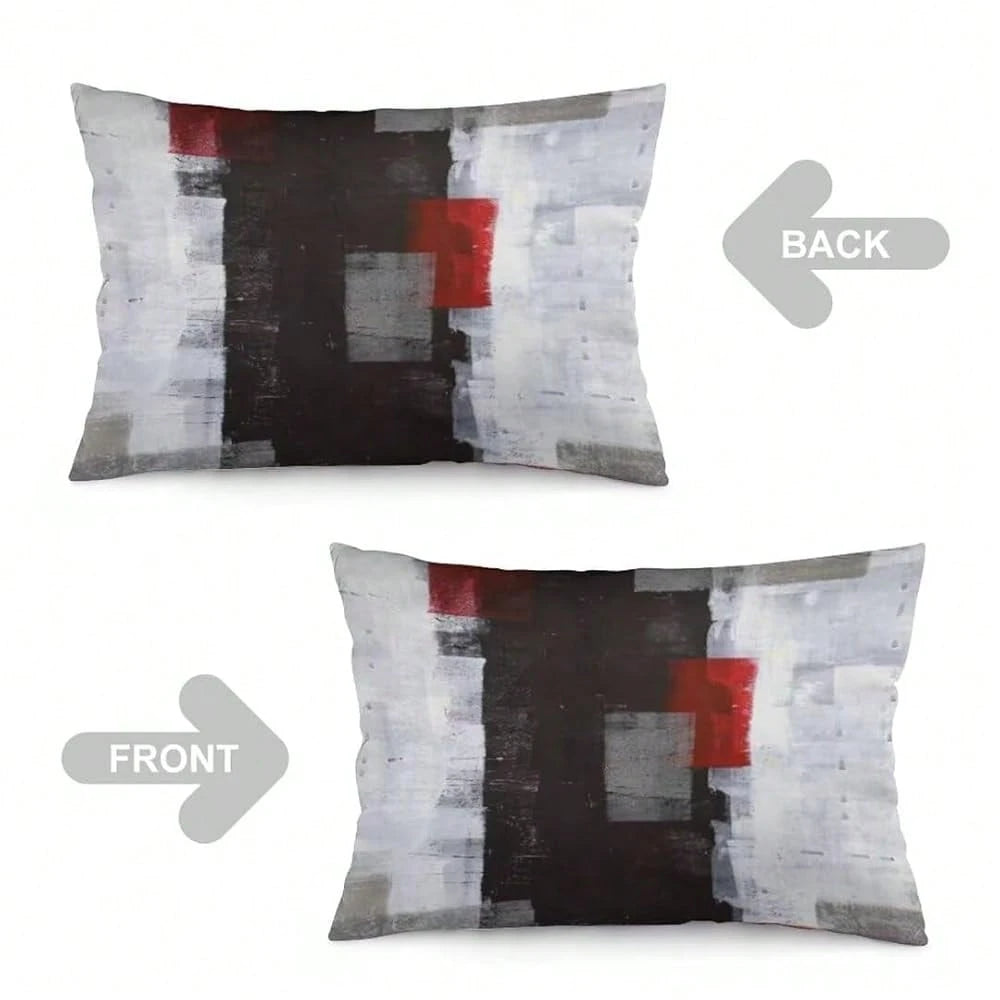 Grey Blue Abstract Art Painting Throw Pillow Cover FQueen Size White Blue Gray Lumbar Pillow Case Modern Soft Pillowcase Standard Pillow Cases With Zipper Decorative Cushion Covers For Bed,Sofa,20\X30