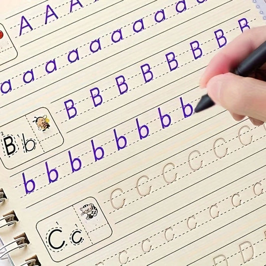 Grooved Practice Book, Number Practice Book, English Letter Practice Book, English Math Writing Learning Supplies Creative, Reusable