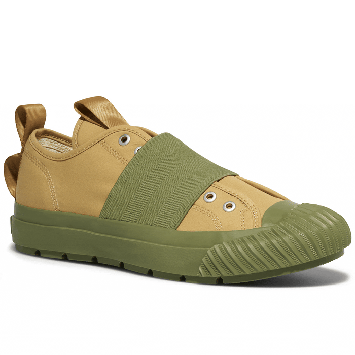 Tan and green low-top sneaker gif