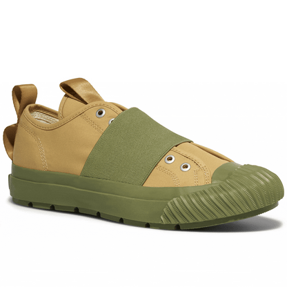 Tan and green low-top sneaker gif