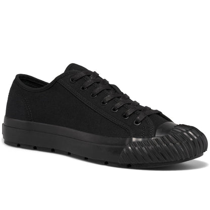 Black low-top sneaker on a white background.