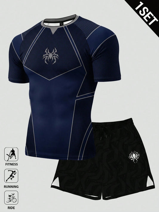 Gym Rark All-Over Print Set- Fitted Top + Woven Shorts