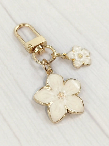 HAILIAN 1pc Alloy Material Cherry Blossom Shaped Lightweight Keychain With ID Tag, Suitable For Bag Pendant, Car Keys, Couples Birthday Gift