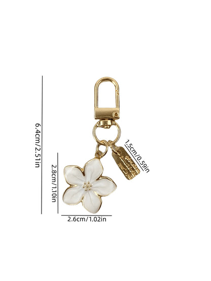 HAILIAN 1pc Metal Sakura Flower Keychain, Lightweight And Graceful Sakura Design With Tag Accessory, Suitable For Bag, Car Keys, Couple & Holiday Gifts