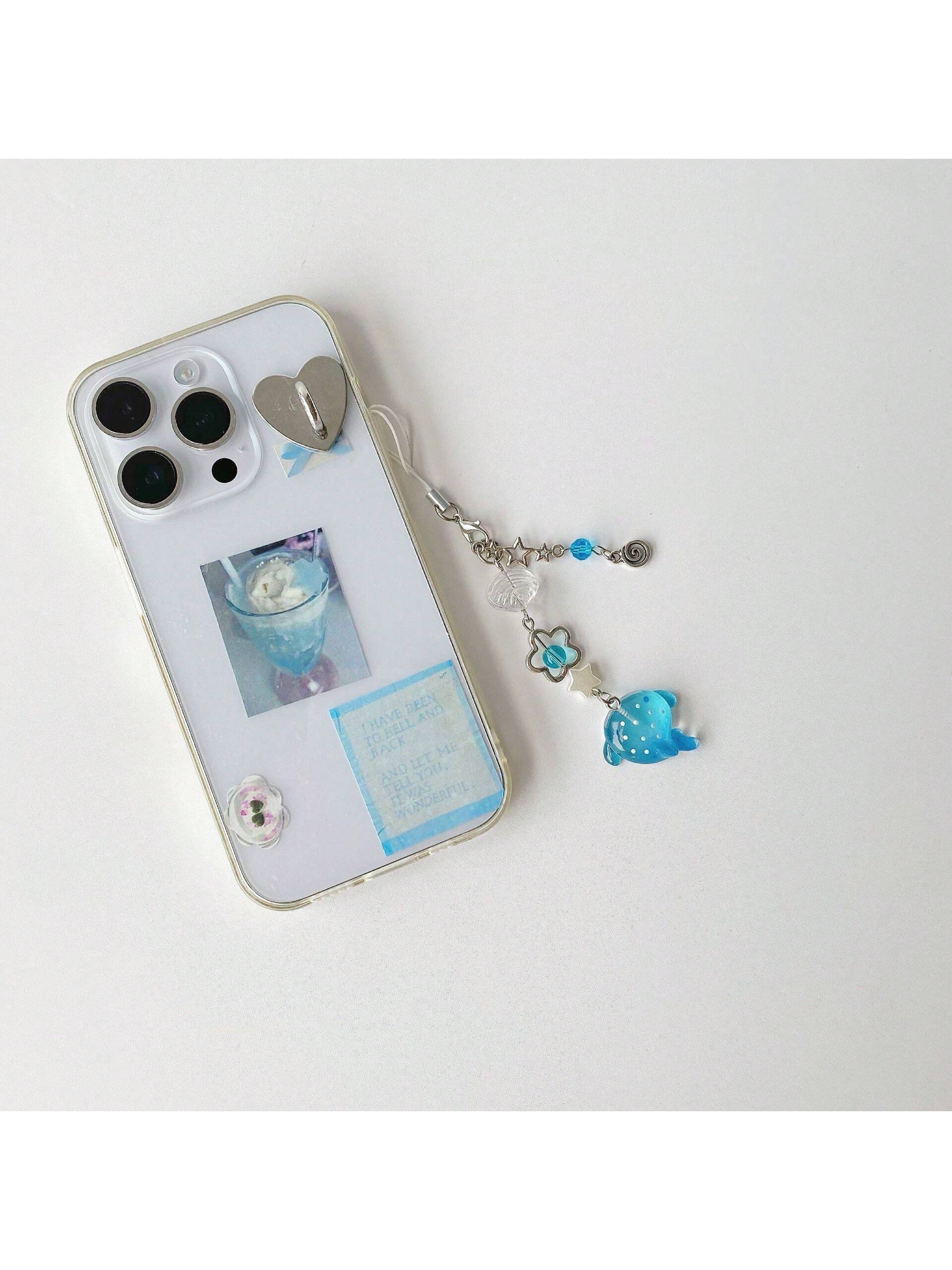 Handmade Beaded Cute Cartoon Ocean Animal Whale & Shark Phone Charm, Polka Dot Decor Keychain For Phone, Accessories Gifts For Mother, Family, Friends, Birthday, Holiday Phone Chain
