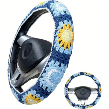 Handmade Crochet Moon And Sun Car Steering Wheel Covers Universal 14-15 Inch For Women And Men (Steer Wheel Cover)