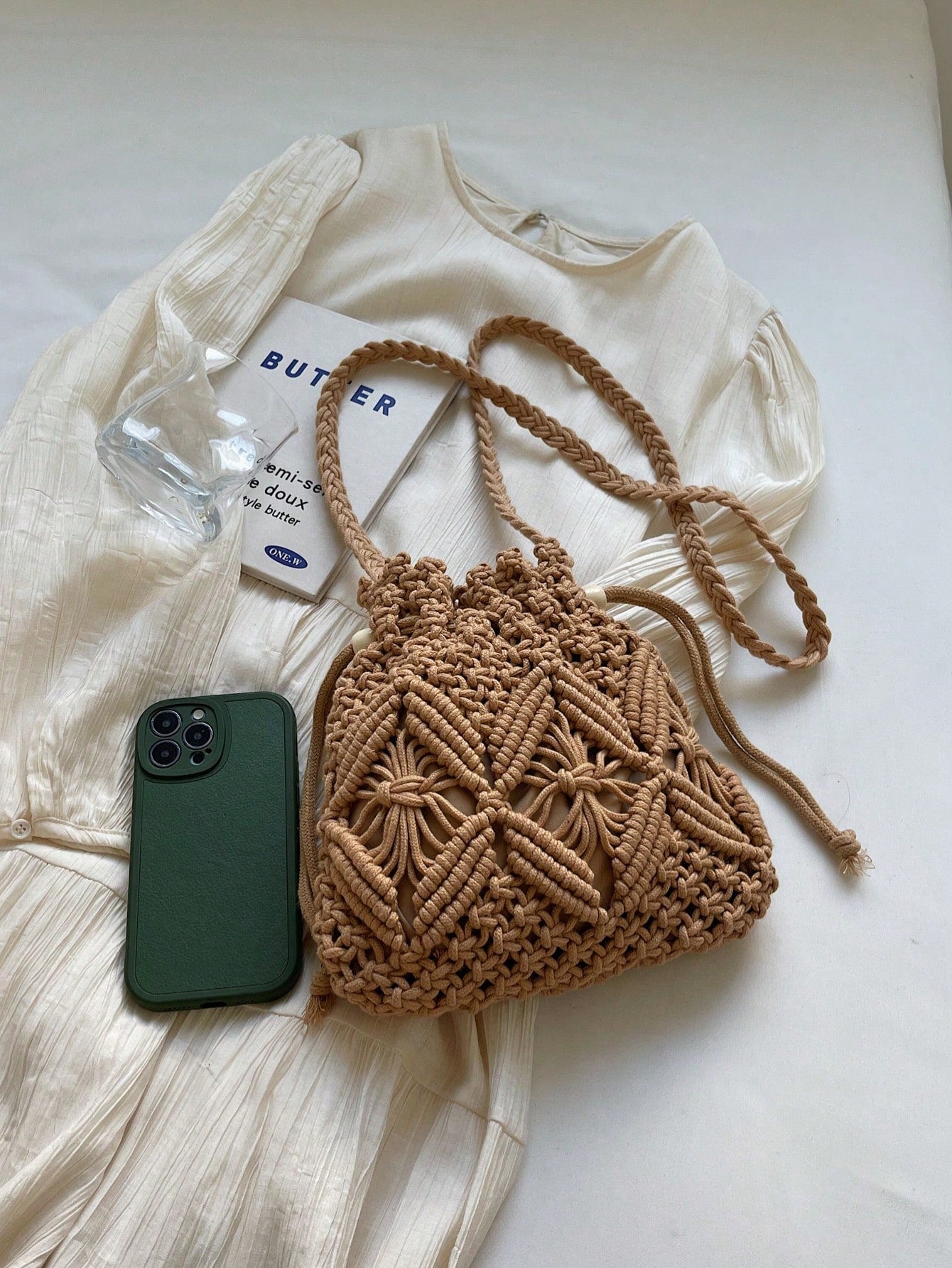 Handwoven Small Crossbody Bag For Women, New Woven Messenger Bag, Niche Beach Casual Shoulder Bag, Mini Square Envelope Bag, Crossbody Bag, Suitable For Beach Resort, Woven Bag