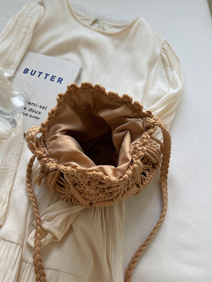 Handwoven Small Crossbody Bag For Women, New Woven Messenger Bag, Niche Beach Casual Shoulder Bag, Mini Square Envelope Bag, Crossbody Bag, Suitable For Beach Resort, Woven Bag