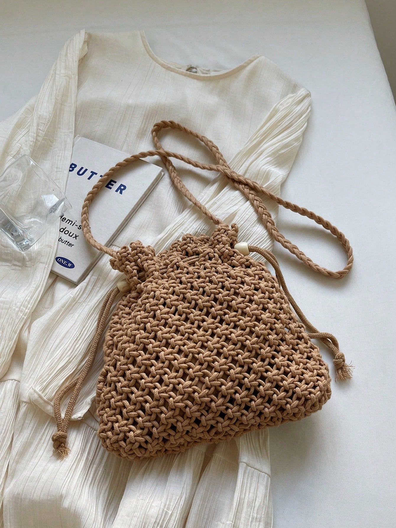Handwoven Small Crossbody Bag For Women, New Woven Messenger Bag, Niche Beach Casual Shoulder Bag, Mini Square Envelope Bag, Crossbody Bag, Suitable For Beach Resort, Woven Bag