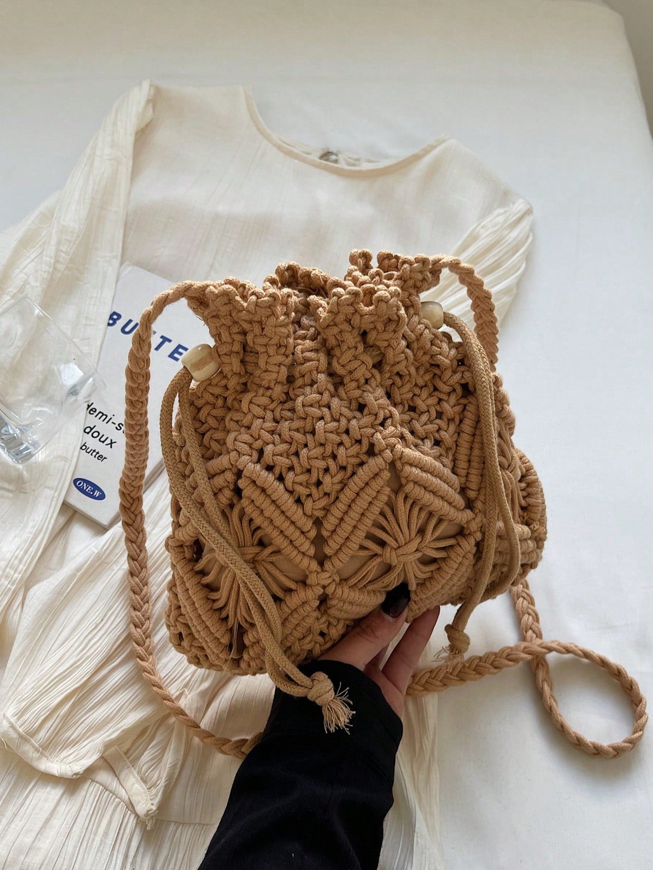 Handwoven Small Crossbody Bag For Women, New Woven Messenger Bag, Niche Beach Casual Shoulder Bag, Mini Square Envelope Bag, Crossbody Bag, Suitable For Beach Resort, Woven Bag