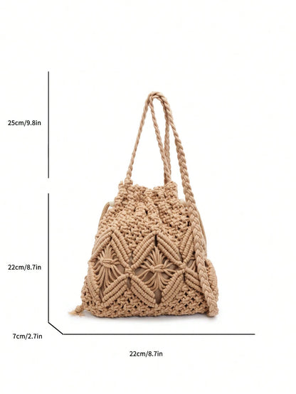 Handwoven Small Crossbody Bag For Women, New Woven Messenger Bag, Niche Beach Casual Shoulder Bag, Mini Square Envelope Bag, Crossbody Bag, Suitable For Beach Resort, Woven Bag