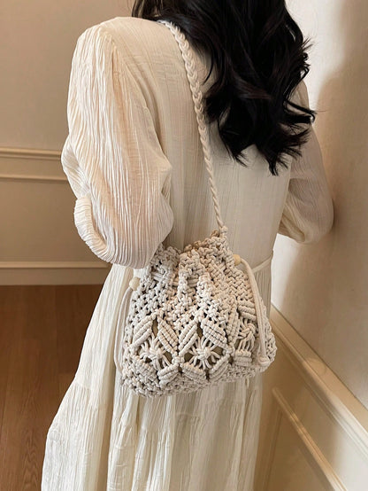 Handwoven Small Crossbody Bag For Women, New Woven Messenger Bag, Niche Beach Casual Shoulder Bag, Mini Square Envelope Bag, Crossbody Bag, Suitable For Beach Resort, Woven Bag
