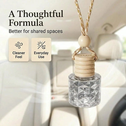 Hanging Car Air Freshener Diffuser, White Jasmine Essential Oil Car Freshener, Rearview Mirror Car Diffuser, Cute Glass Car Accessory For Women, Long