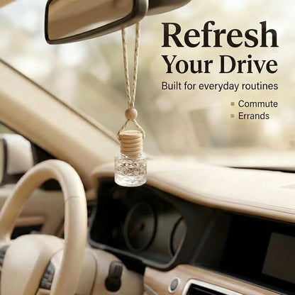 Hanging Car Air Freshener Diffuser, White Jasmine Essential Oil Car Freshener, Rearview Mirror Car Diffuser, Cute Glass Car Accessory For Women, Long