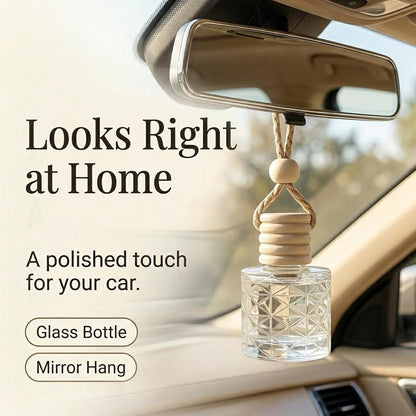 Hanging Car Air Freshener Diffuser, White Jasmine Essential Oil Car Freshener, Rearview Mirror Car Diffuser, Cute Glass Car Accessory For Women, Long