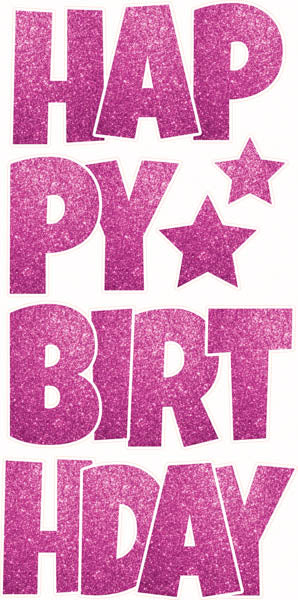 Happy Birthday 6 pc Ez Set Bright Glitter Fuchsia