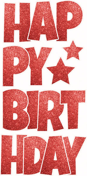 Happy Birthday 6 pc Ez Set Bright Glitter Red