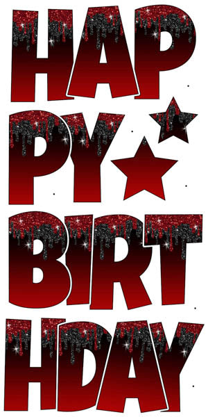 Happy Birthday 6 pc Ez Set DRIP Red and Black